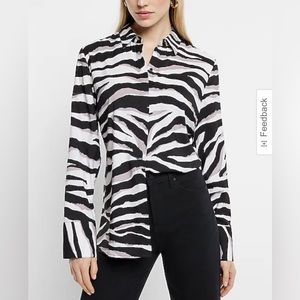 New with Tags Express Zebra Tunic Relaxed Button Down Portofino Shirt